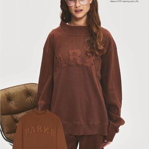 Parke Fleece Ribbed Varsity Pullover Mocha